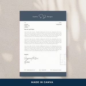 Professional Blueprints Letterhead Template | Customizable for Interior Designers Construction & Various Professionals | Canva Editable