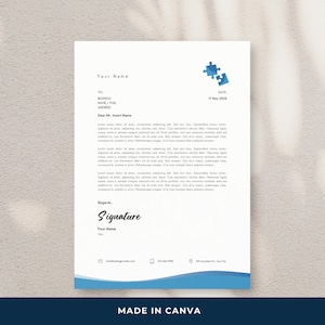 Minimalist Letterhead Template | Puzzle Pieces | Simple | Canva | Minimalist | Custom Company Letterhead