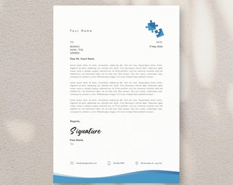Puzzle Piece Letterhead Template: Custom Company Stationery (Canva)