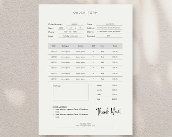 Minimalist Order Form Template: Editable Canva Design (Digital Download)