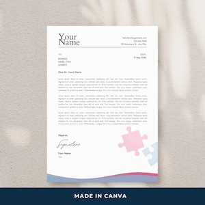 Minimalist Letterhead Template | Puzzle Pieces | Simple | Canva | Minimalist | Custom Company Letterhead