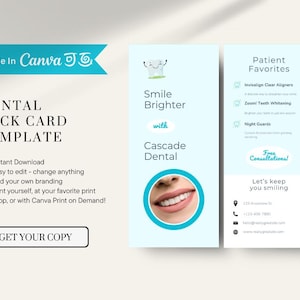 Dental Rack Card Canva Template | 4"x9" Double-Sided Bright Dentist Marketing Flyer | Editable Canva Template for Pediatric or Family Dental