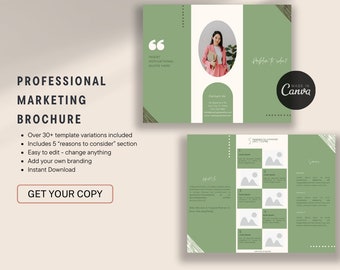 Modern Trifold Marketing Brochure Template: Minimalist Design (Canva Digital Download)