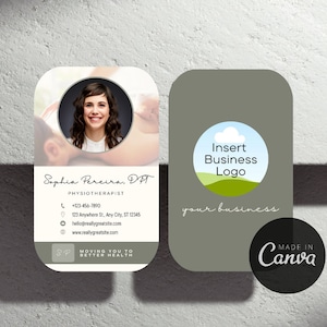Physiotherapist | Massage Therapist | Personal Trainer | Chiropractor | Exercise Therapist | Business Card Template | Canva | Editable