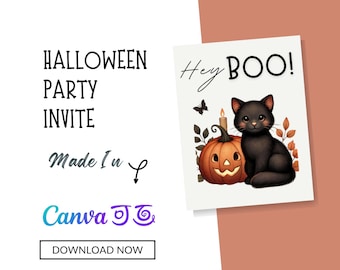Whimsical Vintage Halloween Party Invitation | Customizable Canva Template | Cute Kids Halloween Invite | Digital Download | 5 x 7
