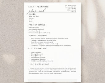 Editable Event Planner Quote Template: Minimalist Proposal (Canva Digital Download)