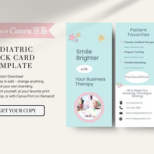 Pediatric Rack Card Canva Template | 4"x9" Bright Double-Sided Editable Marketing Flyer for Pediatric Therapy, OT, SLP, Dental & More