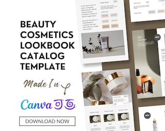 Beauty Cosmetics Catalog Template: Minimalist Canva Lookbook (Digital Download)