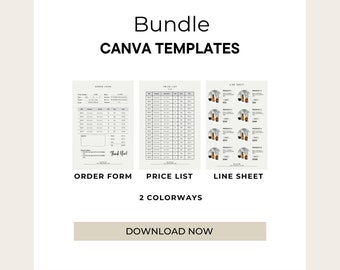 Canva Template Bundle: Order Form, Price List, Line Sheet (Digital Download)