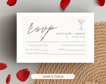 Elegant Wedding RSVP Card Template: Minimalist Design (Canva Editable, Digital Download)