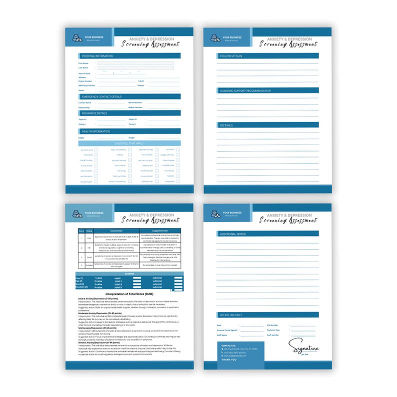 Anxiety Depression Screening | Mental Health Assessment Template (canva ...
