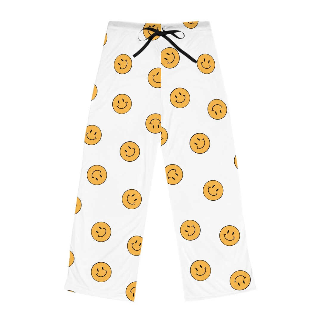 White Smiley Faces 'women's Pajama Pants AOP Etsy