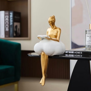 Reading Woman Statue Resin Statue Decoration Abstract Small Figure Sculpture For Home Decor Bookshelf Desktop Decoration Creative Gifts Women reading Book