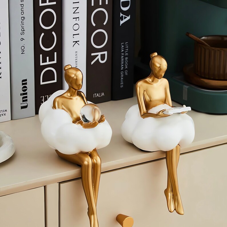 Reading Woman Statue Resin Statue Decoration Abstract Small Figure Sculpture For Home Decor Bookshelf Desktop Decoration Creative Gifts zdjęcie 7