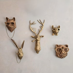 Bronze Animal Head Bronze Resin Animal Figurines classroom Bronze Deer Head Background Wall Art Home Wall Ornaments Home Decor chicago wall