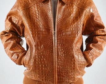 ジャケット・アウター BELVET Croc-Embossed Leather Jacket Croc-Embossed Jacket Jacket – BELVET