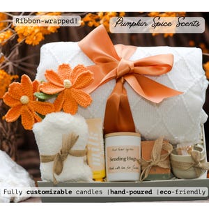 Ladies Fall Hygge Box, Hygge Gift Basket Fall, Knit Blanket Journal Pumpkin Box, Boo Basket for Her, Pumpkin Spice Gift Box, Fall Sister