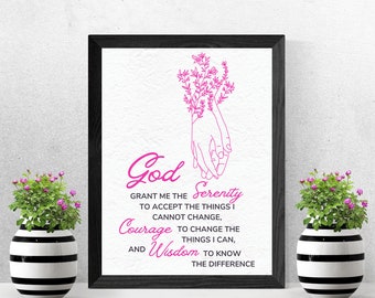 Serenity Prayer - Wall Art - Inspirational - Prayer - Sobriety Gifts for Women - Sober Gifts- Sober - Unframed - Printed