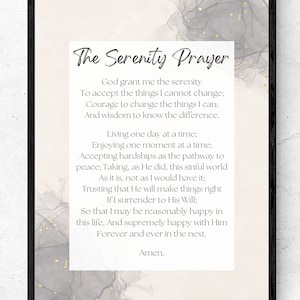 The Full Serenity Prayer - Unframed Print - Reinhold Niebuhr - sobriety gift Alcoholics Anonymous, Inspirational Art,  Prayer Wall Art