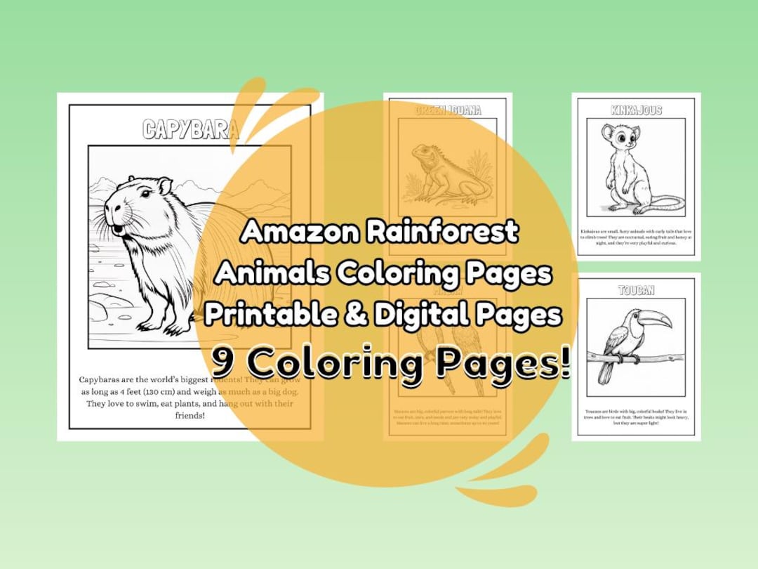Amazon Rainforest Animals Coloring Pages 9 Printable & Digital for Kids
