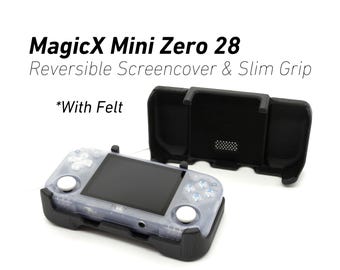 MagicX Mini Zero 28 グリップ 2-in-1 Zero 28 スクリーン カバー リバーシブル コンフォート グリップ フェルト ライニング ケース フェルト ラップ付き 人間工学に基づいたハンドヘルド 2 in 1