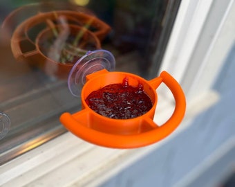 Bird Feeder Window Suction Cup Holder for Seeds Jelly or Avian Food Outdoor Rated with ASA Filament 3D Printed