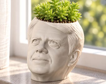 Jimmy Carter Head Planter, President Plant Pot, Camp David History Gift, About 5 Inches by JCSFY