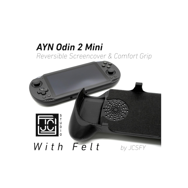 Agarre para AYN Odin 2 Mini Grip 2 en 1: cubierta de pantalla reversible y funda gruesa y cómoda con revestimiento de fieltro. Agarre ergonómico AYN de mano 2 en 1 de JCSFY.