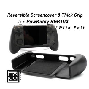 2-n-1 Grip for PowKiddy RGB10X Reversible Screen Cover Comfort Grip Felt Screen Protector | Gaming Handheld Protection with Textured Pattern