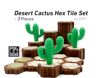 Desert Cactus Hero Scape Single Hex Obstacle | Tabletop Terrain Piece | Magic Miniature Board Game | DnD Role Play Game Upgrade Tile Kit