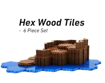 Wood Hexes Hero Scape Land Tiles | Tabletop Terrain Hex Piece | HeroScape Upgrade Board Game | DnD Role Play Game Battletech Planeswalkers