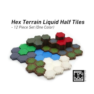 Hero Scape Compatível Hex Terrain Liquid Half Tiles | Peças de Terreno de Mesa | Jogo de Tabuleiro em Miniatura Pintável | Atualização de Jogo de RPG DnD