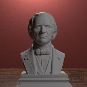 Andrew Johnson-staty, dekor till USA:s 17:e president, patriotisk kontorshylldekor, present till amerikansk historia