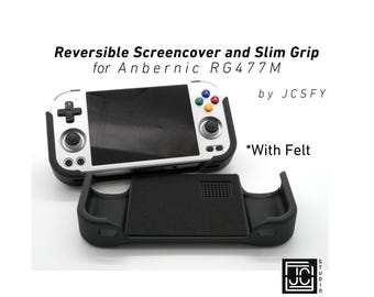 Grip for Anbernic RG477M Slim Comfort Grip with Felt Wrap Ergonomic RG-477M Handheld Metal Textured Pattern Slide On Attachment by JCSFY