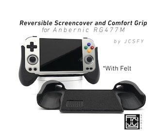 Grip for Anbernic RG477M Thick Comfort Grip with Felt Wrap Ergonomic RG-477M Handheld Metal Textured Pattern Slide On Attachment by JCSFY