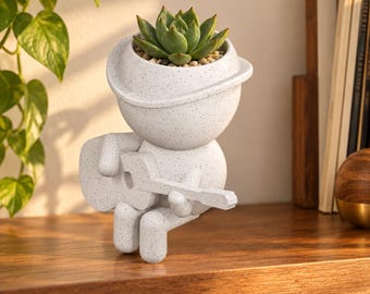 Troubadour Moss Strums Up a Little Joy | Guitar Planter, Guitar Desk Decor, Office Shelf Accent, Collectible Display from JCSFY