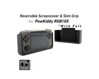 Grip for PowKiddy RGB10X 2-n-1 Reversible Screen Cover Slim Grip Felt Screen Protector Gaming Handheld Protection with Fun Textured Pattern