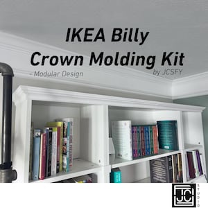 Billy Bookshelf Crown Molding Kit | Modular Pack for Any Width Combination of Ikea Billy Shelves | Shelf Aligner | Easy No Glue or Screws