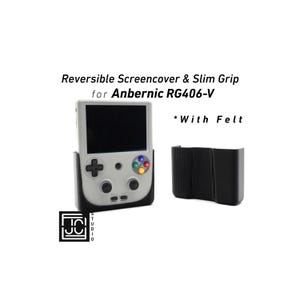 2-n-1 Grip for Anbernic RG406V Reversible Screen Cover Slim Chin Grip Felt Screen Protector Gaming Handheld Protection Fun Textured Pattern