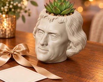 Thomas Jefferson Head Planter, President Plant Pot, Monticello History Gift, About 5 Inches by JCSFY
