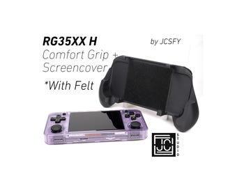 Grip for Anbernic RG35XX-H 2-in-1 Reversible Screen Cover & Thick Comfort Grip Case with Felt Wrap Ergonomic RG35X Handheld 2n1 RG35 JCSFY