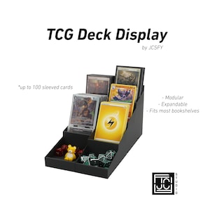 Modular TCG Display Stand – Fits 40/60/100 Card Decks – Expandable Tiered Organizer for Trading Cards & Game Tokens – Black by JCSFY