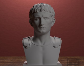 Augustus Bust Statue, Roman Emperor Sculpture for History Classroom, Latin Teacher Shelf, Library and Office Display by JCSFY