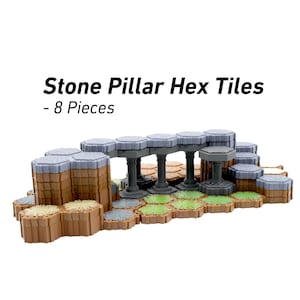 Stone Pillars Hero Scape Single Hex Obstacle | Peça de estrutura de terreno de mesa | Jogo de tabuleiro em miniatura | Kit de peças de atualização de RPG DnD
