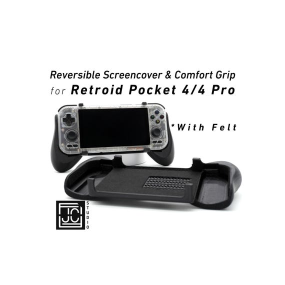 Retroid Pocket 4 pro 本体・グリップケース・ハードケース付 Grip for Retroid Pocket 4 / 4 Pro 2-in-1 Reversible Screen Cover