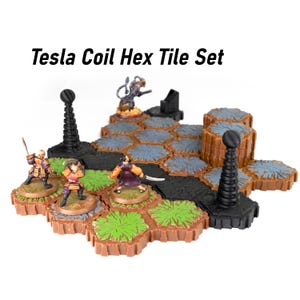 Tesla Gate Hero Scape Obstacle Interactive | Peças Hexagonais de Terreno de Mesa | Jogo de Tabuleiro em Miniatura Pintável | Jogo de RPG DnD Upgrade Tile
