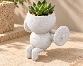 Press Moss Holds the Line | Barbell Planter}, Squat Desk Decor, Office Shelf Accent, Collectible Display from JCSFY