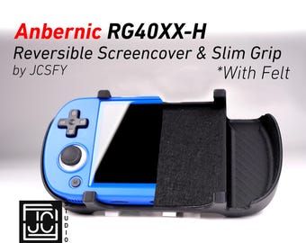 Filz Anbernic RG40XX-H Griff 2-in-1 Reversible Screen Cover & Slim Comfort Grip Futter Fall mit Filz Wrap Ergonomische RG40X Handgelenk 2n1 RG40