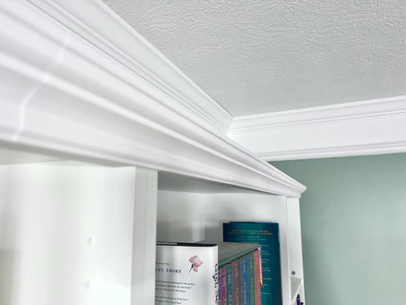 Billy Bookshelf Crown Molding Kit | Modular Pack for Any Width Combination of Ikea Billy Shelves | Shelf Aligner | Easy No Glue or Screws image 12