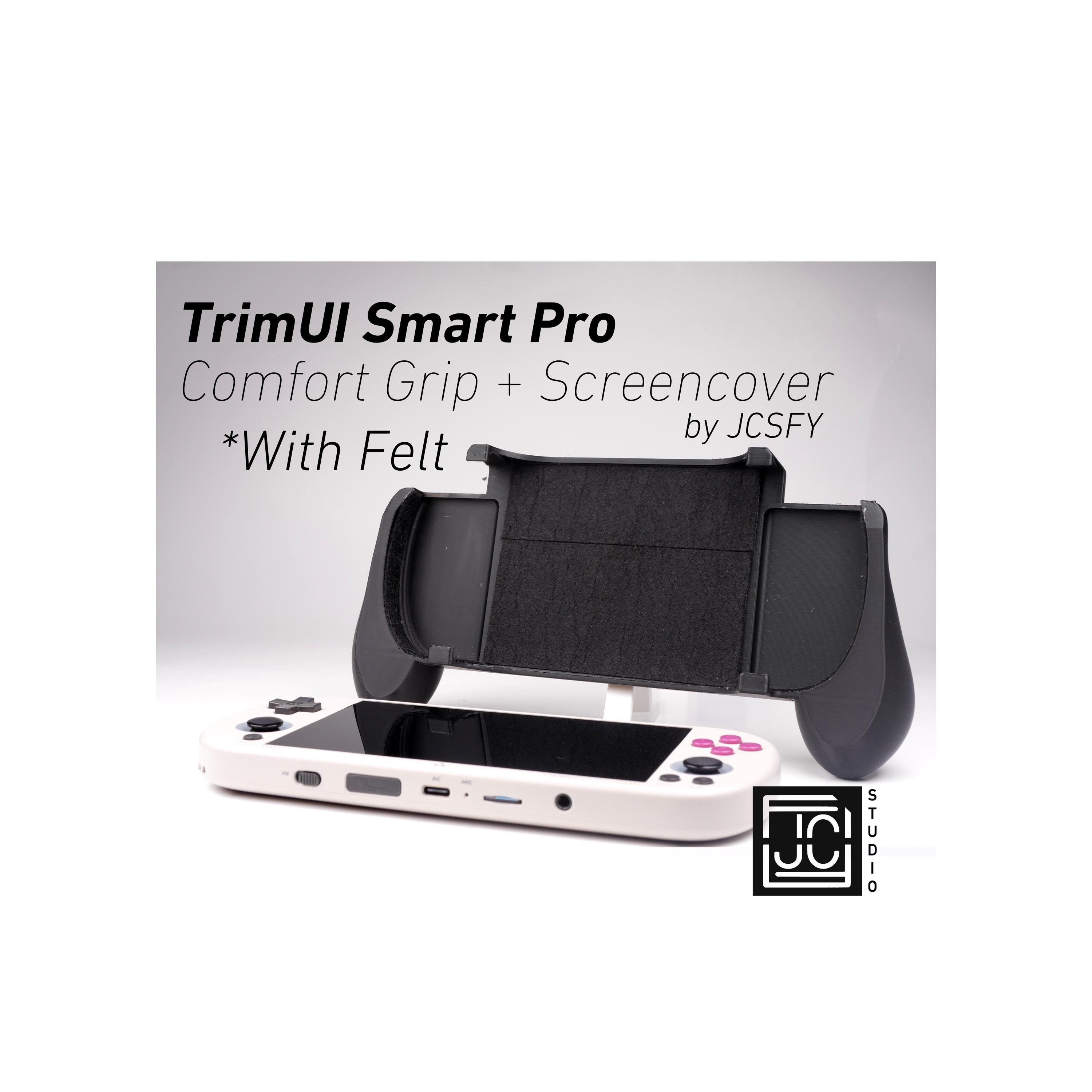 Grip for TrimUI Smart Pro Thick Grip 2-in-1 Reversible Screen Cover & Thick Comfort Grip Case with Felt Wrap Ergonomic TRIMUI 2n1 by JCSFY
